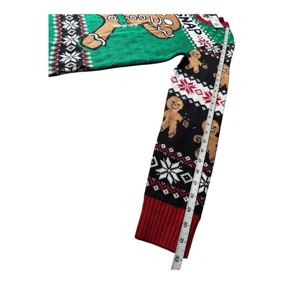 NWT Oh Snap Gingerbread Ugly Christmas Sweater Green Red Holiday Crewneck L - Picture 8 of 8
